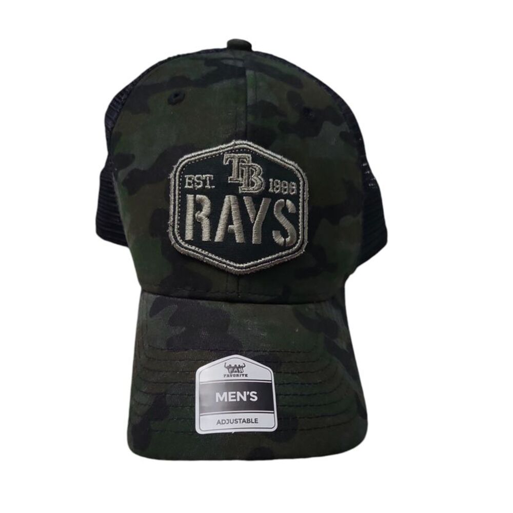 Genuine Merchandise Men's MLB Trucker Snapback Baseball Hat - Camo/Rays